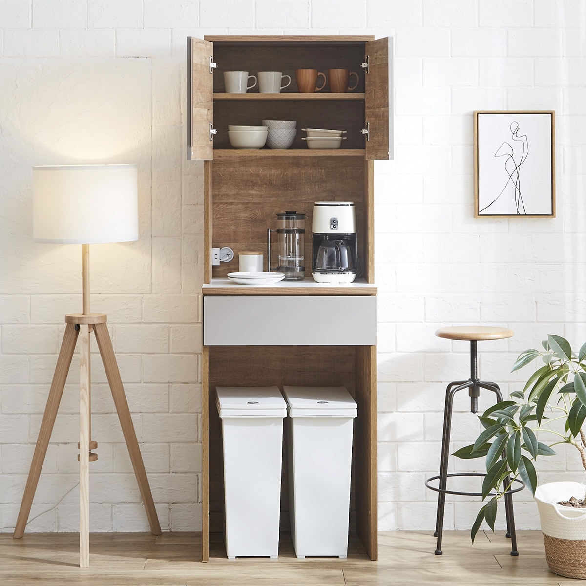 シンプルキッチンボード 60 (上オープン 下ダスト対応 GY) | ニトリ