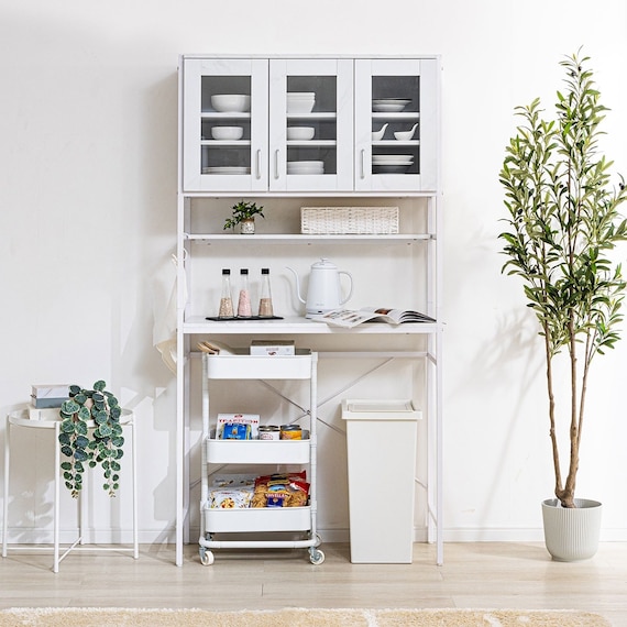 ゴミ箱上収納(94幅 BNR 大理石調ホワイト) 1枚目画像