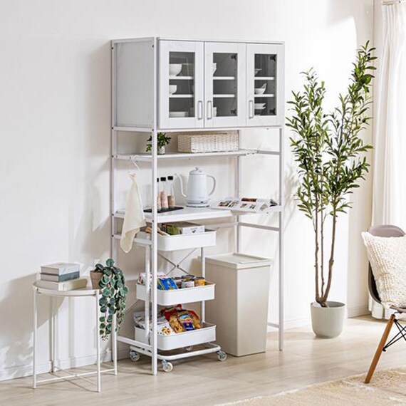 ゴミ箱上収納(94幅 BNR 大理石調ホワイト) 2枚目画像