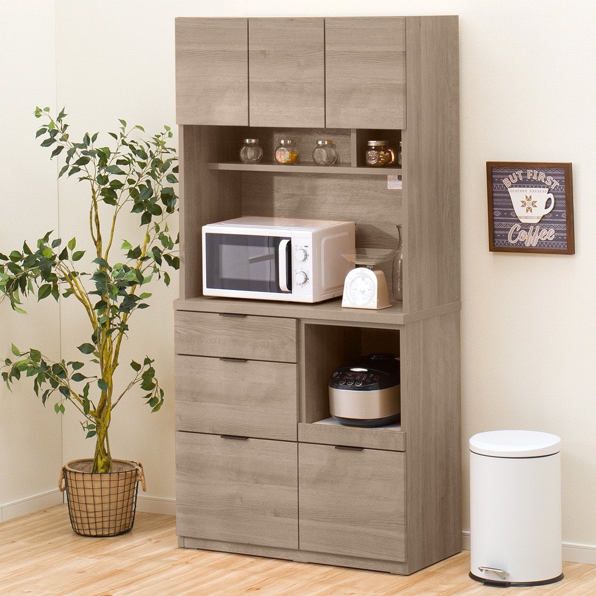 食器棚　キッチンボード　エトナ90KB　ニトリ　幅89cm キッチンボード(エトナ90KB WH/SI) | ニトリネット【公式】 家具