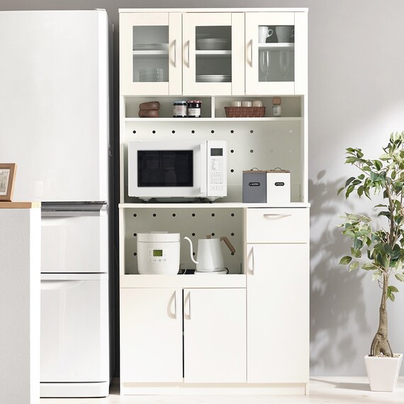 まとめて収納キッチンボード (ドアタイプ ホワイト) 1枚目画像