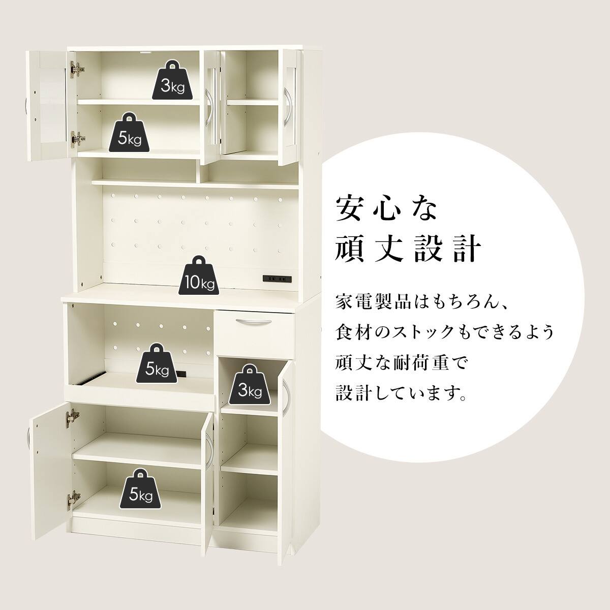 まとめて収納キッチンボード (ドアタイプ ホワイト) | ニトリネット