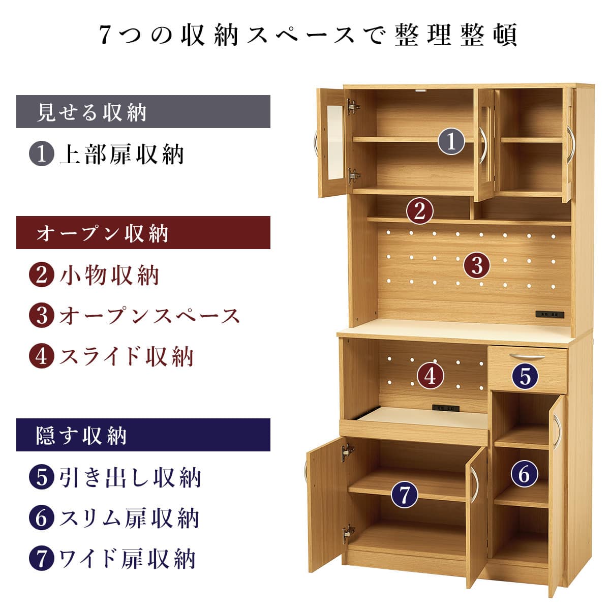 まとめて収納キッチンボード (ドアタイプ ナチュラル) | ニトリネット