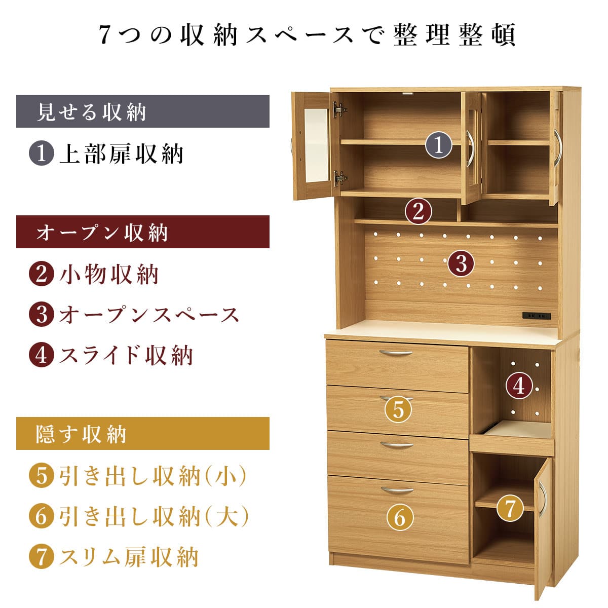 まとめて収納キッチンボード (引き出しタイプ ナチュラル) | ニトリ