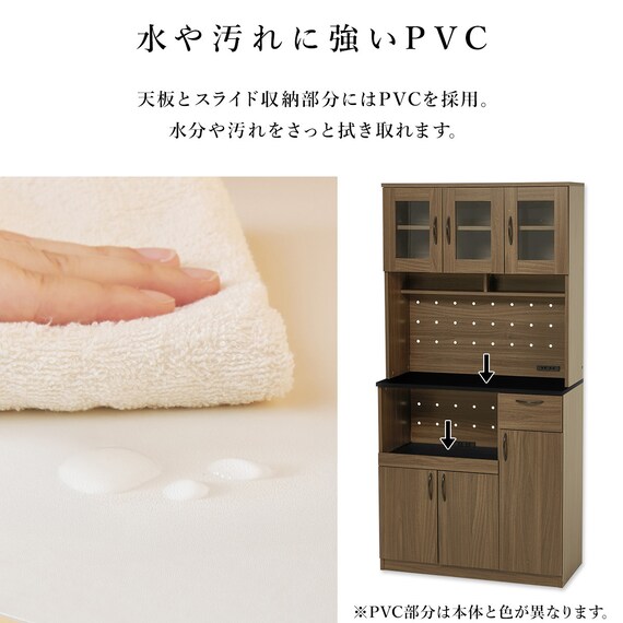 まとめて収納キッチンボード (ドアタイプ ブラウン) 14枚目画像
