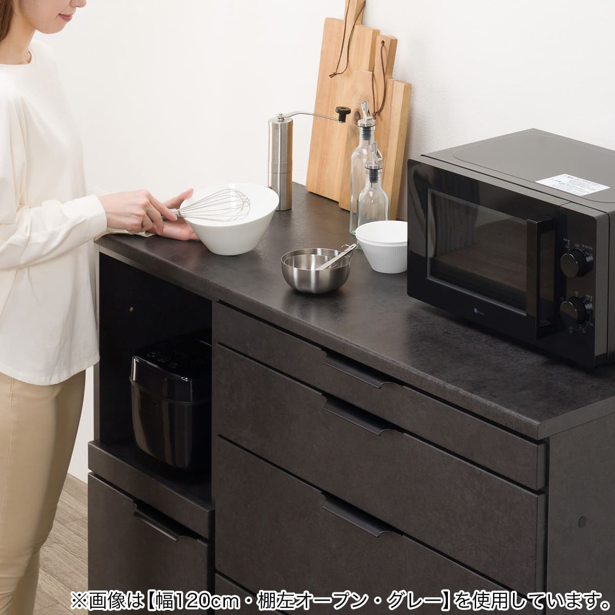 【お決まり商品】キッチンカウンター キッチンカウンター 180 完成品 FRON180 引き出し収納×2 オープン
