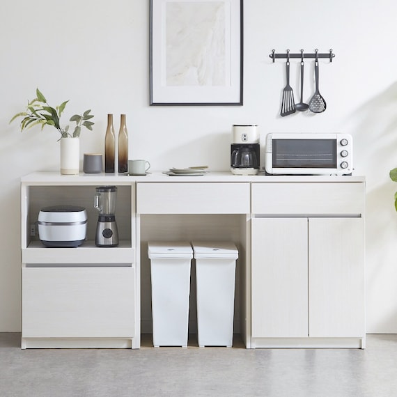 シンプルキッチンカウンター180 (オープン+扉+ダスト対応 WH) 1枚目画像