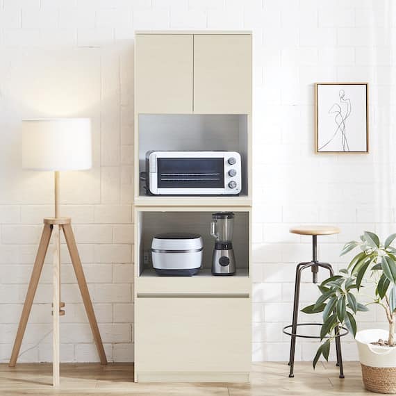 シンプルキッチンボード 60 (上オープン 下オープン WH) 1枚目画像