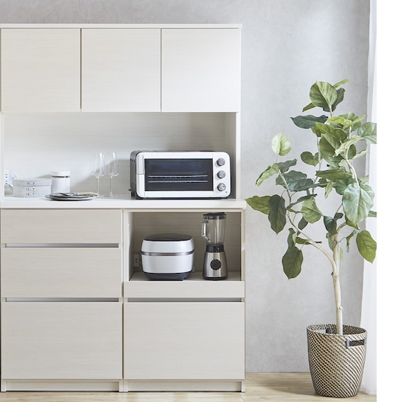 シンプルキッチンボード 120 (上オープン 下引き出し+オープン WH) 1枚目画像