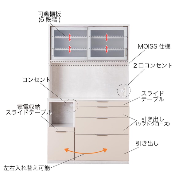 キッチンボード(ヴァリュアント 120OP BE)【島忠ホームズ商品】 2枚目画像