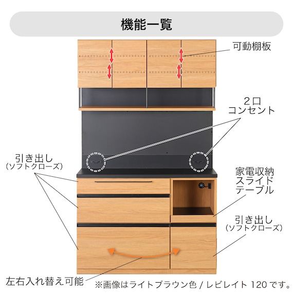 キッチンボード(レビレイト 120OP LBR)【島忠ホームズ商品】 14枚目画像