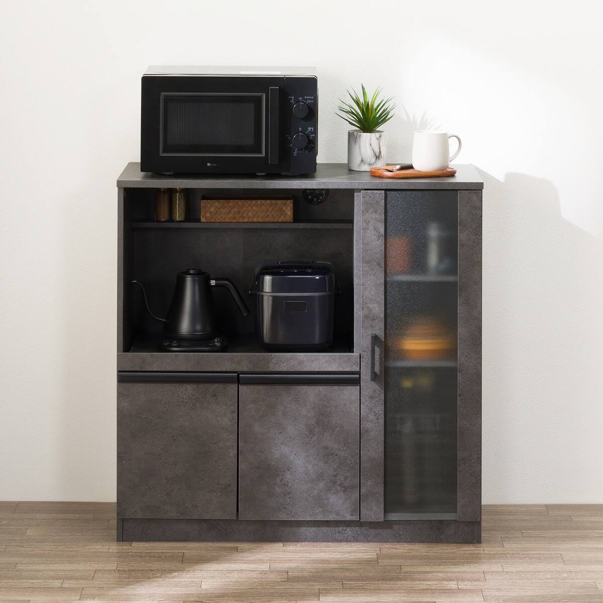 ★ジモティ割あり★ NITORI レンジ台 ブラック H100.5×D50×W90 クリーニング済み HJ6169 ニトリ レンジ台の中古が安い！激安で譲ります・無料であげます