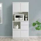 キッチンボード (鏡面仕様 引出しタイプ 幅80cm ホワイト) 1枚目画像