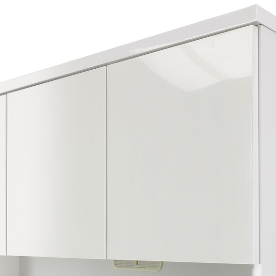 キッチンボード (鏡面仕様 引出しタイプ 幅80cm ホワイト) 2枚目画像