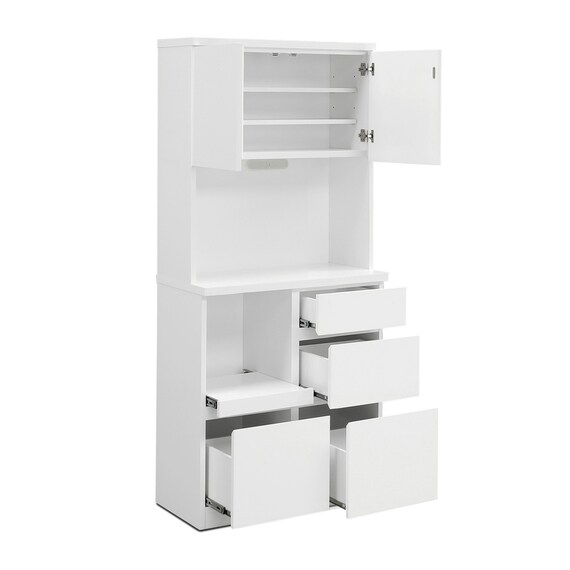 キッチンボード (鏡面仕様 引出しタイプ 幅80cm ホワイト) 10枚目画像