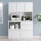 キッチンボード (鏡面仕様 引出しタイプ 幅120cm ホワイト) 1枚目画像