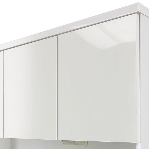 キッチンボード (鏡面仕様 引出しタイプ 幅120cm ホワイト) 2枚目画像