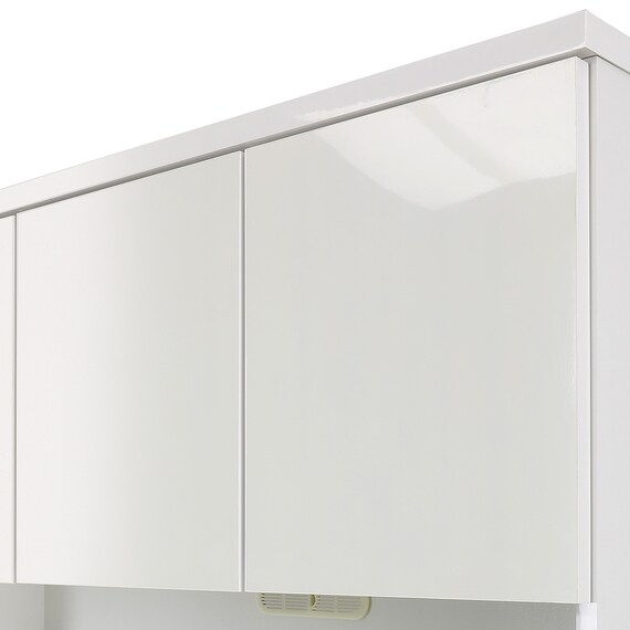 キッチンボード (鏡面仕様 引出しタイプ 幅140cm ホワイト) 2枚目画像