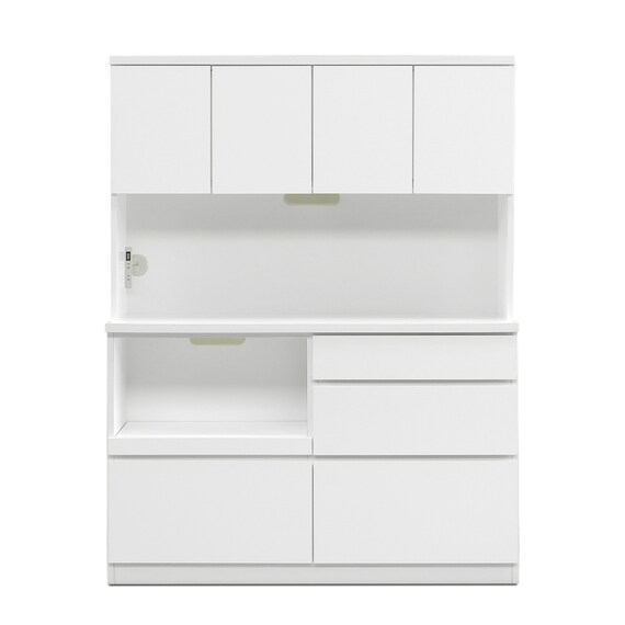 キッチンボード (鏡面仕様 引出しタイプ 幅140cm ホワイト) 9枚目画像