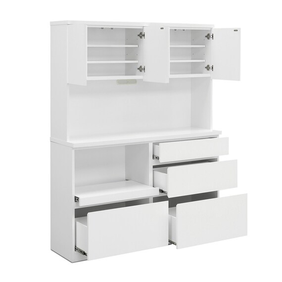 キッチンボード (鏡面仕様 引出しタイプ 幅140cm ホワイト) 10枚目画像