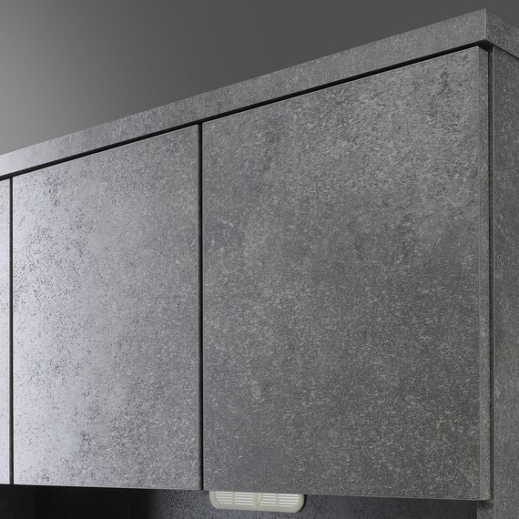 キッチンボード (セラミック柄 引出しタイプ 幅159.5cm グレー) 2枚目画像