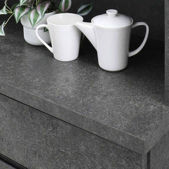 キッチンボード (セラミック柄 引出しタイプ 幅159.5cm グレー) 3枚目画像