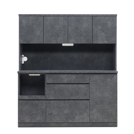 キッチンボード (セラミック柄 引出しタイプ 幅159.5cm グレー) 9枚目画像