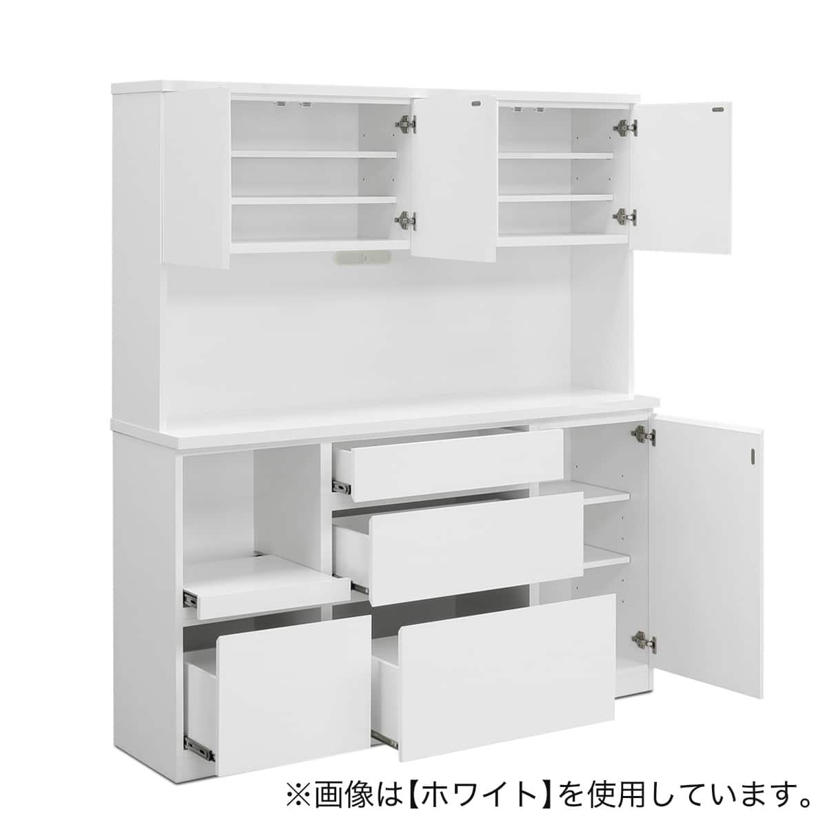 キッチンボード (セラミック柄 引出しタイプ 幅159.5cm グレー