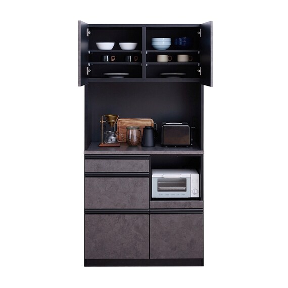 石目柄キッチンボード (幅90cm ダークグレー) 2枚目画像