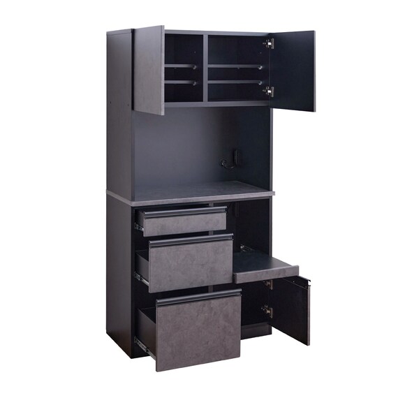 石目柄キッチンボード (幅90cm ダークグレー) 3枚目画像