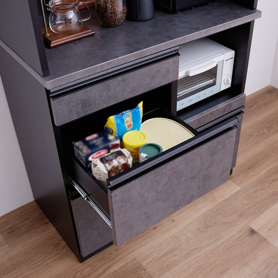 石目柄キッチンボード (幅90cm ダークグレー) 4枚目画像