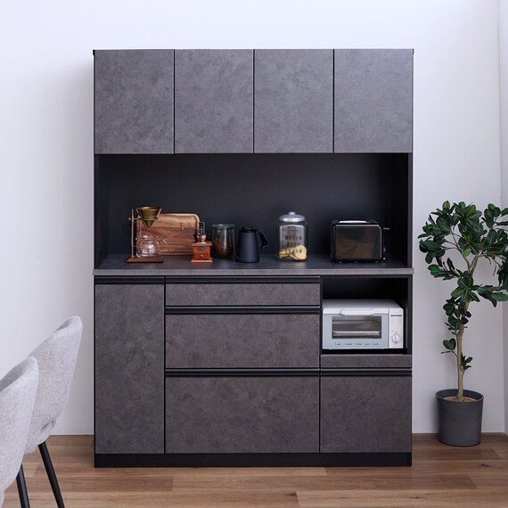 石目柄キッチンボード (幅140cm ダークグレー) 1枚目画像