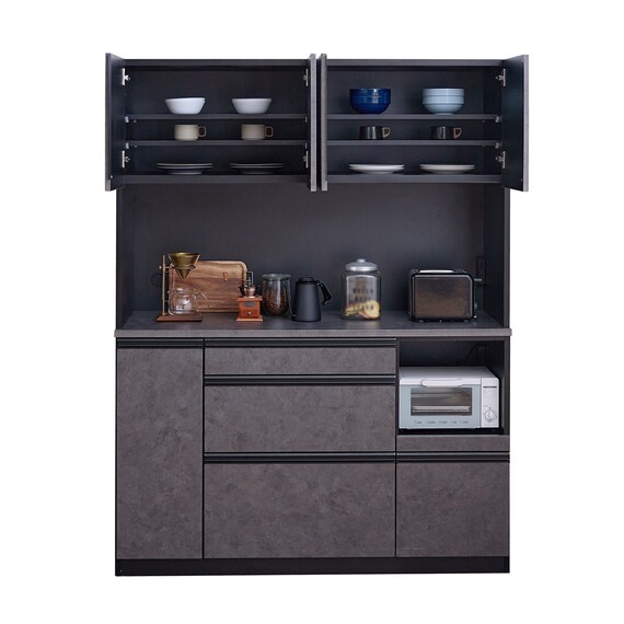 石目柄キッチンボード (幅140cm ダークグレー) 2枚目画像