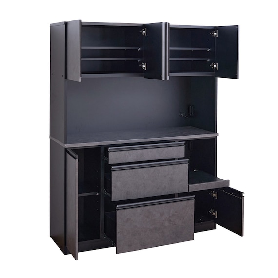 石目柄キッチンボード (幅140cm ダークグレー) 4枚目画像