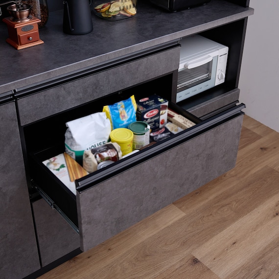 石目柄キッチンボード (幅140cm ダークグレー) 5枚目画像