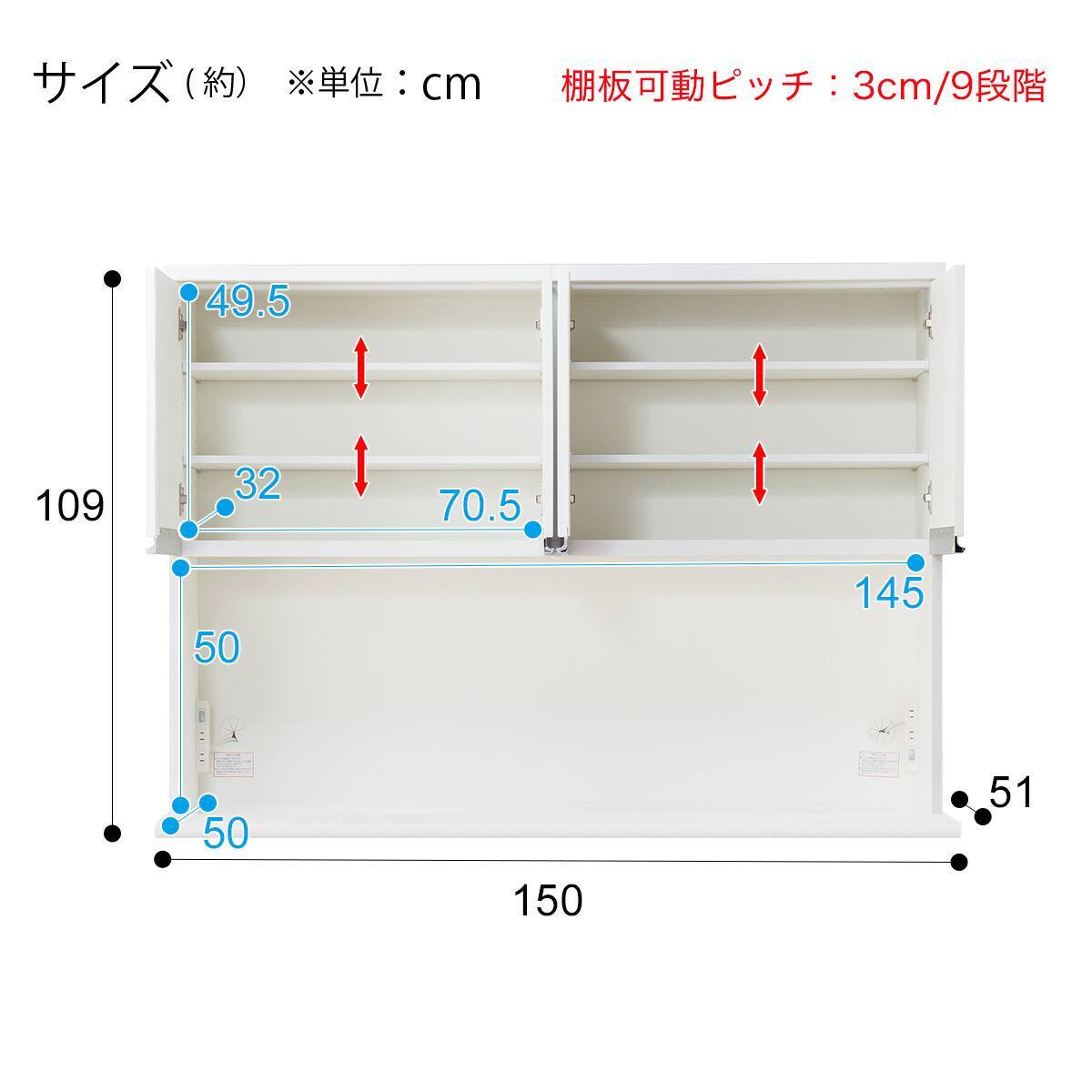 キッチンボード(レジューム 150TF/150QH ハイタイプ WH) | ニトリ