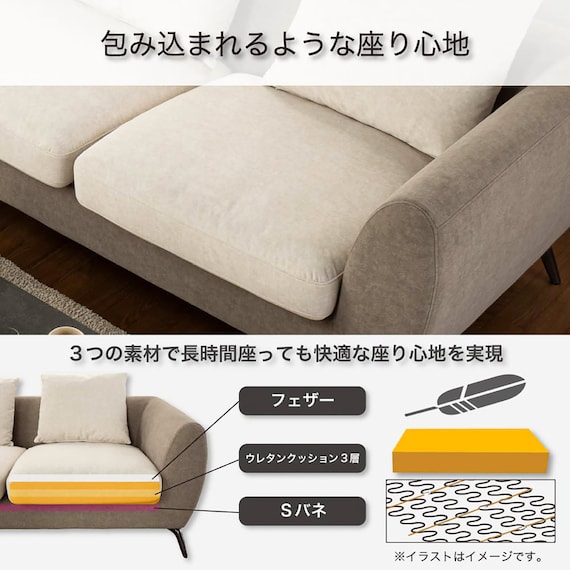 布張りカウチソファR(ベルナ IV/MO)【島忠ホームズ商品】 4枚目画像