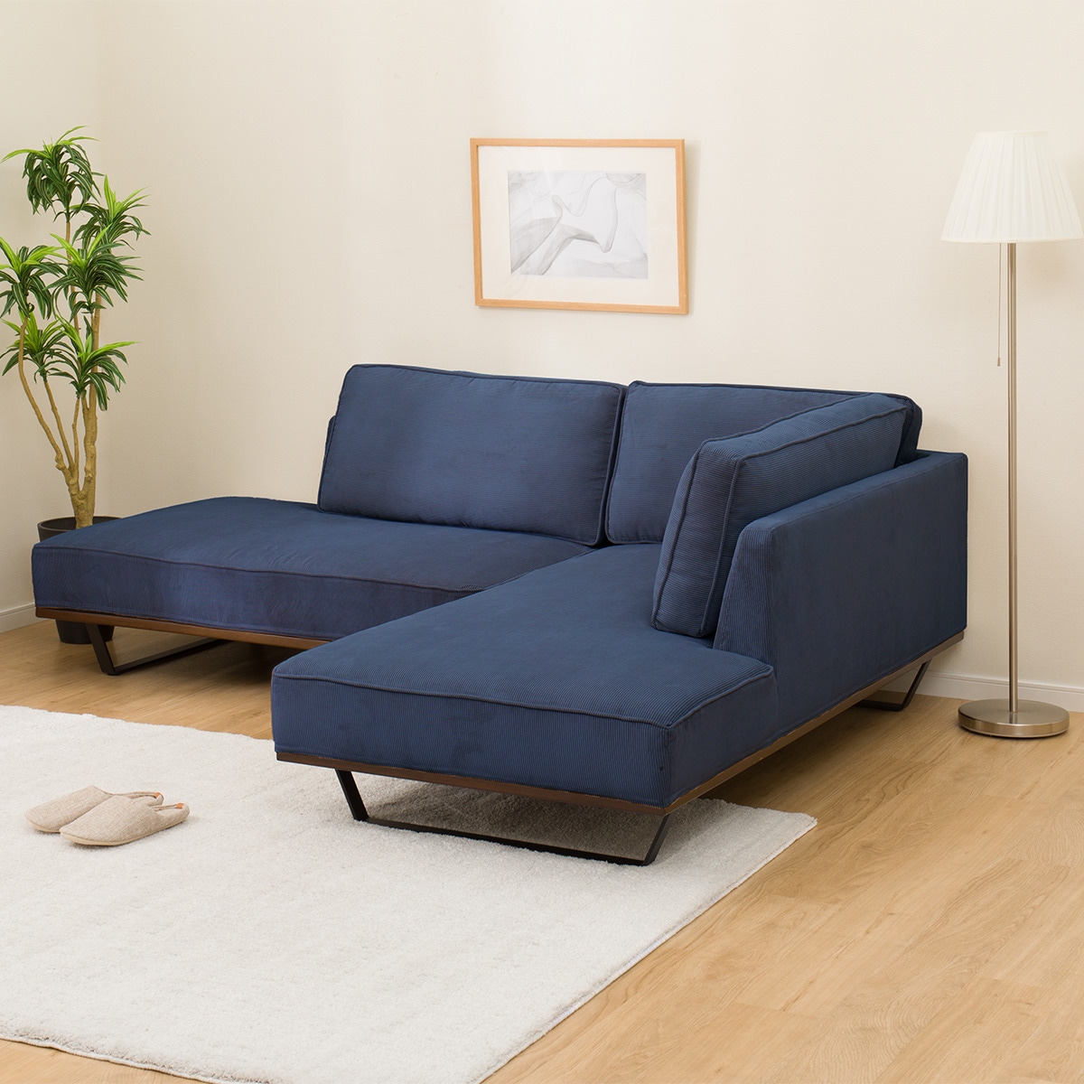 さ（断捨離中）② ニトリカウチソファ　ネイビー カウチソファセット 布張りタイプ (VS04C 左カウチ NV) | ニトリネット