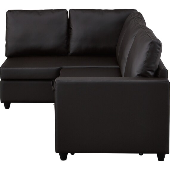 傷・汚れに強い コーナーソファベッド 収納付き 合皮タイプ (ノアーク2 右コーナー Nシールド DBR) 9枚目画像