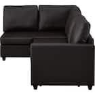 傷・汚れに強い コーナーソファベッド 収納付き 合皮タイプ (ノアーク2 右コーナー Nシールド DBR) 9枚目画像