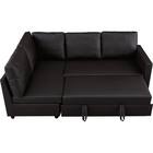 傷・汚れに強い コーナーソファベッド 収納付き 合皮タイプ (ノアーク2 右コーナー Nシールド DBR) 11枚目画像