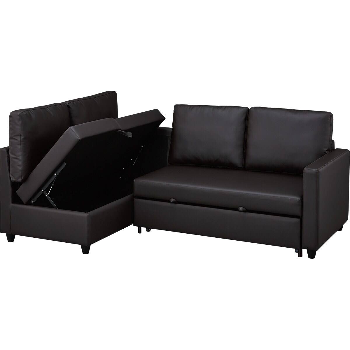 傷・汚れに強い コーナーソファベッド 収納付き 合皮タイプ (ノアーク2