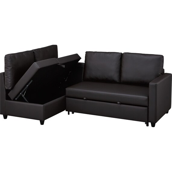 傷・汚れに強い コーナーソファベッド 収納付き 合皮タイプ (ノアーク2 右コーナー Nシールド DBR) 12枚目画像