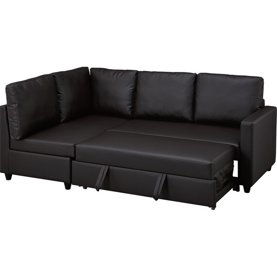 傷・汚れに強い コーナーソファベッド 収納付き 合皮タイプ (ノアーク2 右コーナー Nシールド DBR) 13枚目画像