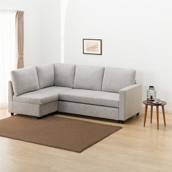 コーナーソファベッド 収納付き 布張りタイプ (ノアーク2 右コーナー 撥水加工タイプ MO) 1枚目画像