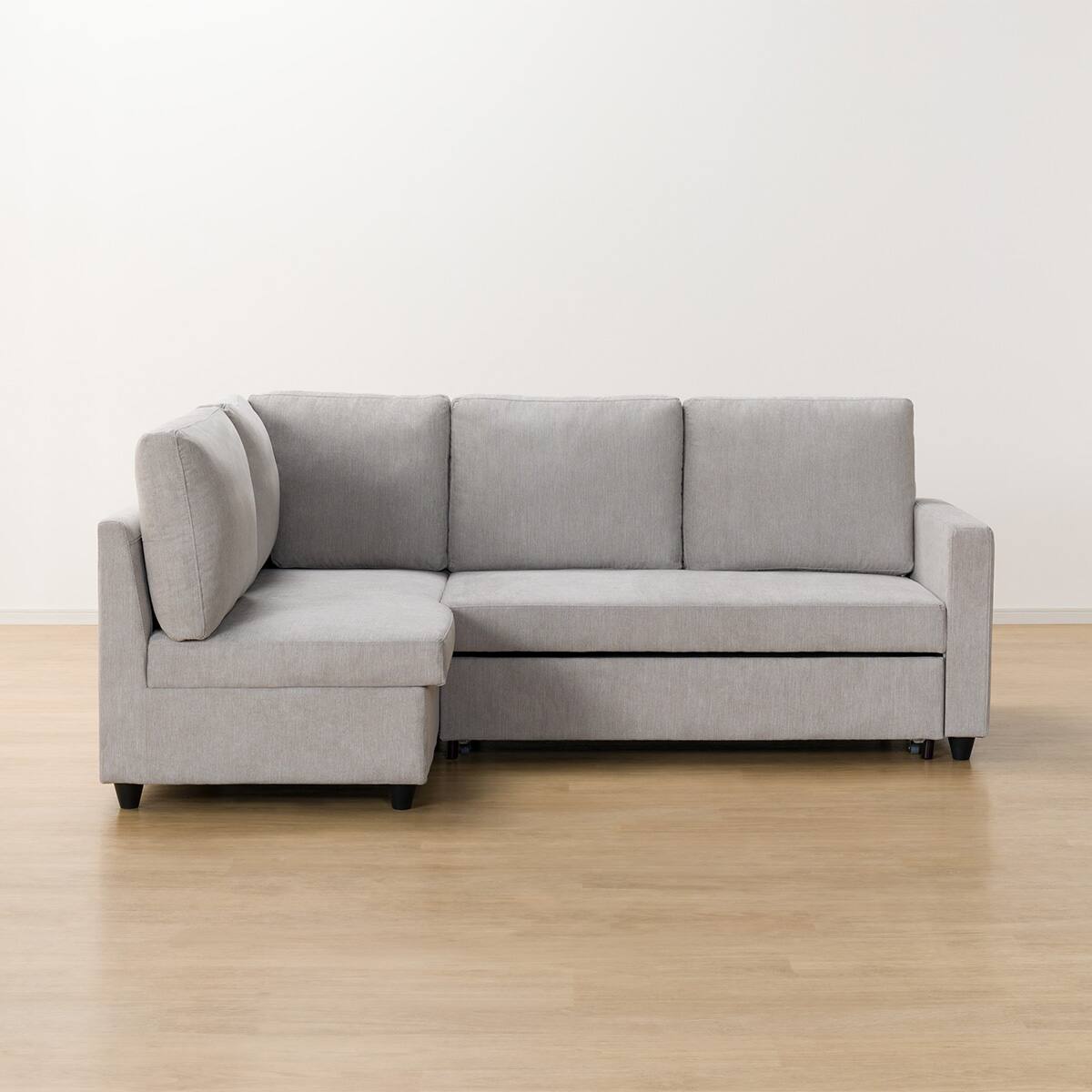 収納付きコーナーソファベッド 布張りタイプ (ノアーク2 右コーナー 撥