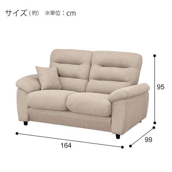 傷・汚れに強い 2人掛けソファ 布張りタイプ (Nポケット BS12 S-HI Nシールド やわらかめ ハイタイプ AQ-BE) 20枚目画像