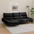 カウチソファ 本革(一部合成皮革)タイプ (FR03 右カウチ BK) 1枚目画像