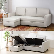 収納付きカウチソファ 布張りタイプ (ノアーク2)