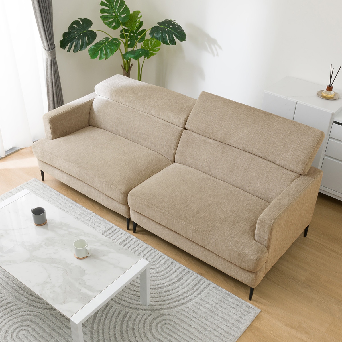 3人掛けソファ 送料込 ニトリ ベージュ 3人掛けワイドソファ 布張りタイプ (サザーラ BE) | ニトリネット